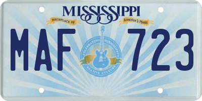MS license plate MAF723
