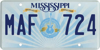 MS license plate MAF724