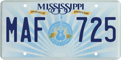 MS license plate MAF725
