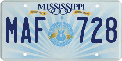 MS license plate MAF728