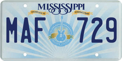 MS license plate MAF729