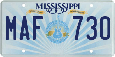 MS license plate MAF730