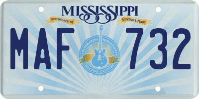 MS license plate MAF732