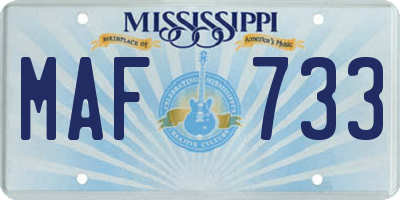 MS license plate MAF733