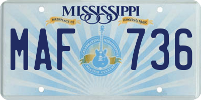 MS license plate MAF736