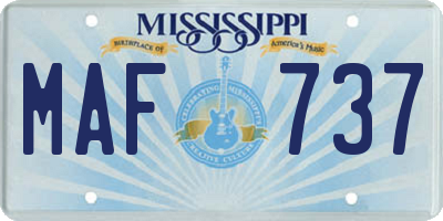 MS license plate MAF737