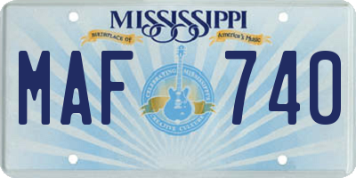 MS license plate MAF740