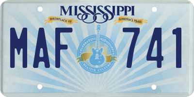 MS license plate MAF741