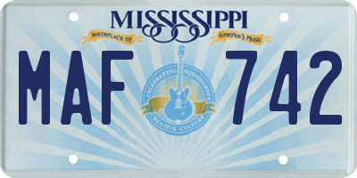 MS license plate MAF742