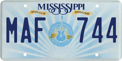 MS license plate MAF744
