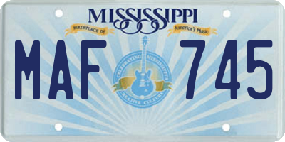 MS license plate MAF745