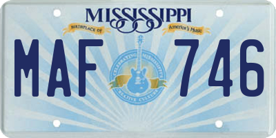 MS license plate MAF746