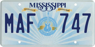 MS license plate MAF747