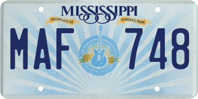 MS license plate MAF748