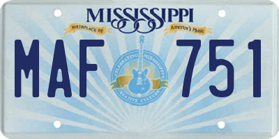MS license plate MAF751