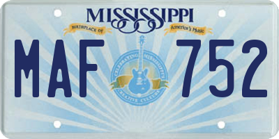 MS license plate MAF752