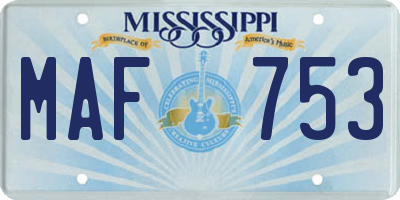 MS license plate MAF753
