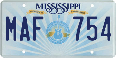 MS license plate MAF754