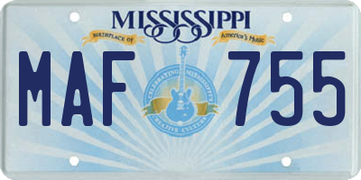 MS license plate MAF755