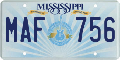 MS license plate MAF756
