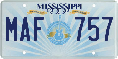 MS license plate MAF757