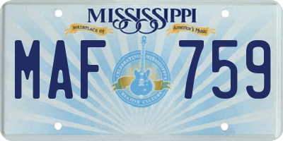 MS license plate MAF759