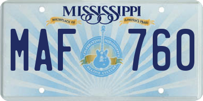 MS license plate MAF760