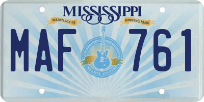 MS license plate MAF761