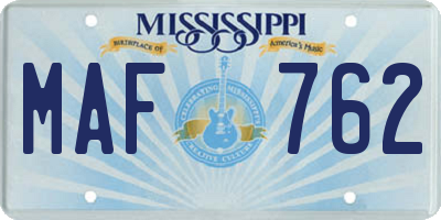 MS license plate MAF762