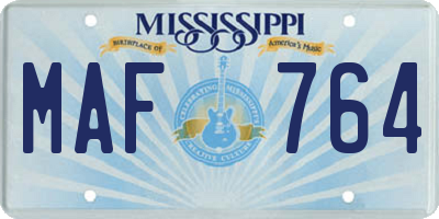 MS license plate MAF764