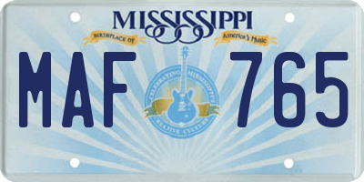 MS license plate MAF765