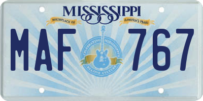 MS license plate MAF767