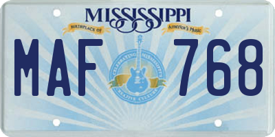 MS license plate MAF768