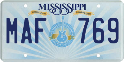 MS license plate MAF769