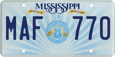 MS license plate MAF770