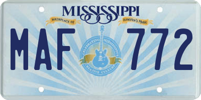 MS license plate MAF772