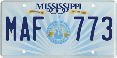MS license plate MAF773