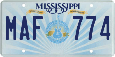 MS license plate MAF774