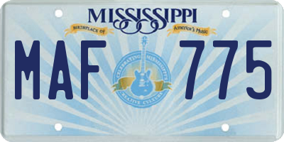 MS license plate MAF775