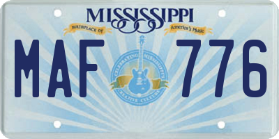 MS license plate MAF776