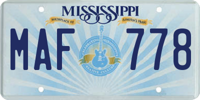 MS license plate MAF778