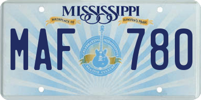 MS license plate MAF780