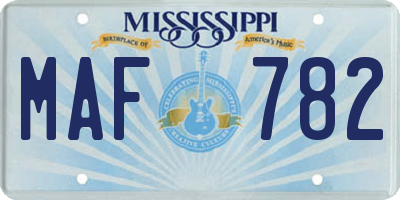 MS license plate MAF782