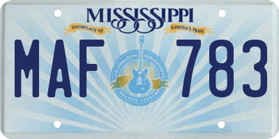 MS license plate MAF783