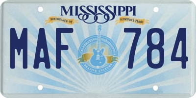 MS license plate MAF784