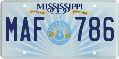 MS license plate MAF786