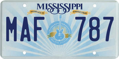 MS license plate MAF787