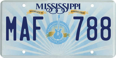 MS license plate MAF788