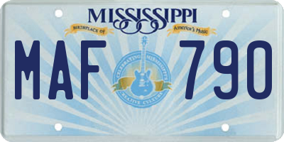 MS license plate MAF790