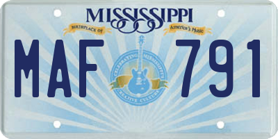 MS license plate MAF791